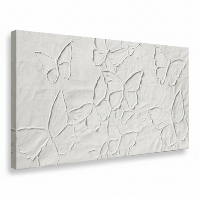 Large White Aesthetic Canvas Wall Art | Butterfly Wall Art for Wall Decor, Office Art, Living Room or Bedroom Wall Decor, Hallway Decor 29" X 58"