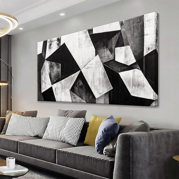 Black and White Wall Art Decor Canvas Art Wall Decor Minimalist Wall Art Geometric Color Block Canvas Artwork Paintings Wall Decor Modern Bedroom Art Office Home Decor Wall 20"X 40"