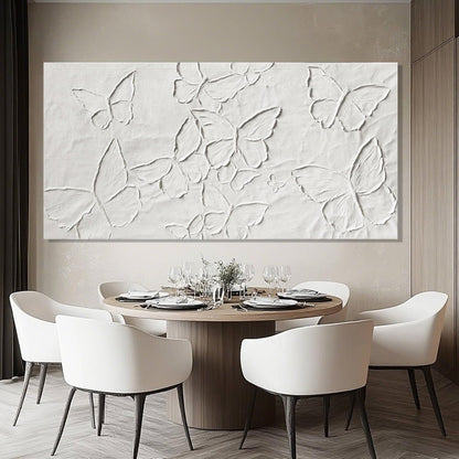 Large White Aesthetic Canvas Wall Art | Butterfly Wall Art for Wall Decor, Office Art, Living Room or Bedroom Wall Decor, Hallway Decor 29" X 58"