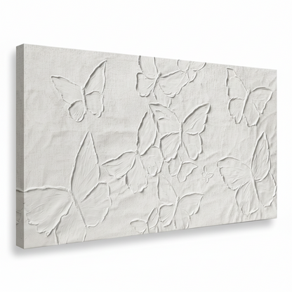 Large White Aesthetic Canvas Wall Art | Butterfly Wall Art for Wall Decor, Office Art, Living Room or Bedroom Wall Decor, Hallway Decor 29" X 58"