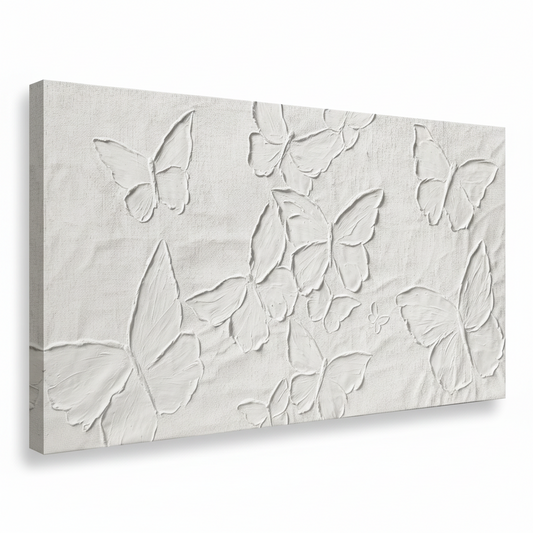 Large White Aesthetic Canvas Wall Art | Butterfly Wall Art for Wall Decor, Office Art, Living Room or Bedroom Wall Decor, Hallway Decor 29" X 58"