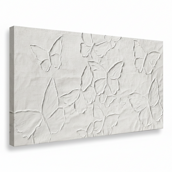 Large White Aesthetic Canvas Wall Art | Butterfly Wall Art for Wall Decor, Office Art, Living Room or Bedroom Wall Decor, Hallway Decor 29" X 58"