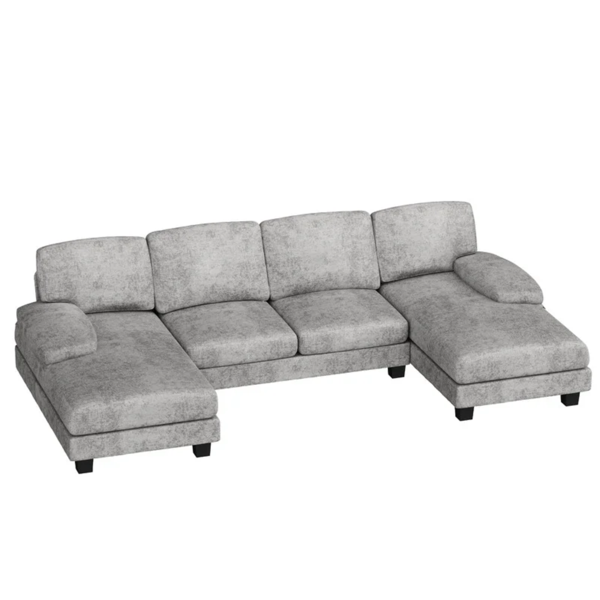 U-Shape 6 Seat Sectional Sofa, Chenille Fabric Modular Couch, Oversized Sofa with Chaise for Living Room, Light Gray