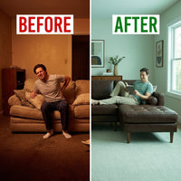 Valour Sectional, 98" Sofa, Brown — Before & After
