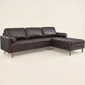 Mid-Century Sectional Sofa Built for Modern Living, 98 Inch, Top Grain Leather, Walnut Legs