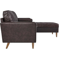 Mid-Century Sectional Sofa Built for Modern Living, 98 Inch, Top Grain Leather, Walnut Legs