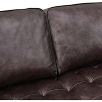 Mid-Century Sectional Sofa Built for Modern Living, 98 Inch, Top Grain Leather, Walnut Legs